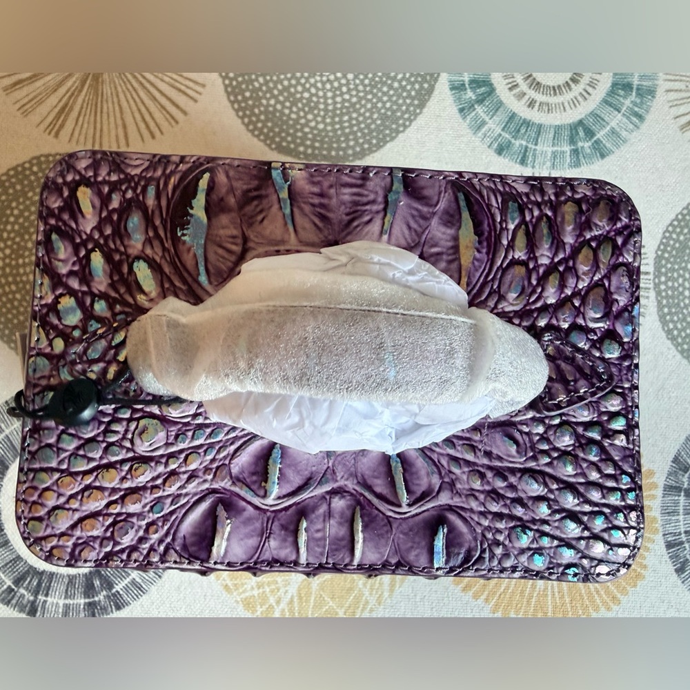 Brahmin Small Charmaine Passion Purple Iridescent Purple Cosmetic Case NWT - Picture 5 of 12